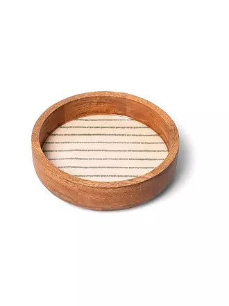 FYNCH-HATTON | Bandeja de madera pequeña de 22 cm SINGA con rayas de limón | dunkelgrün